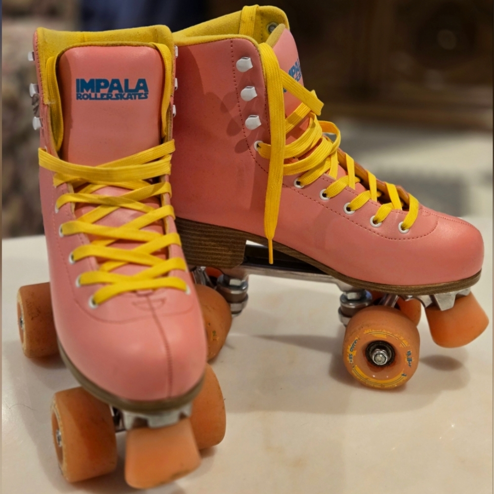 Impala Rollerskate Pink Roller Skates with Yellow Laces